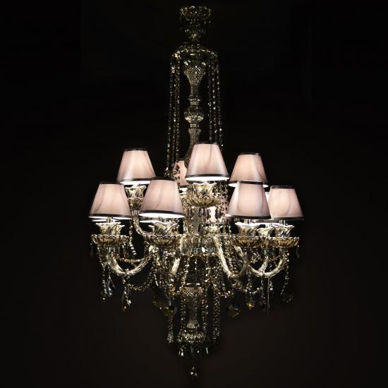 LUSTRE CRISTAL SILVER MARIA THERESA 2TIERS 12 LAMPS