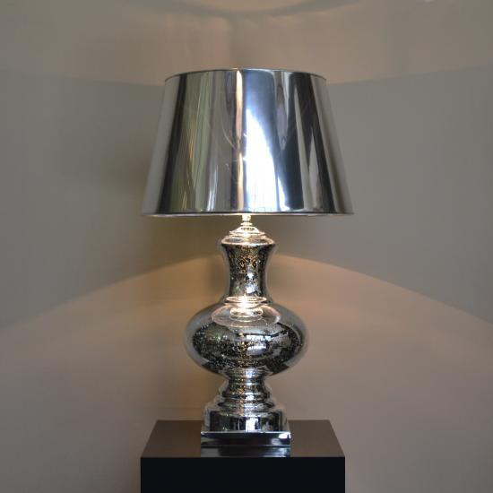 TABLE LAMP SILVER CHROME GLASS