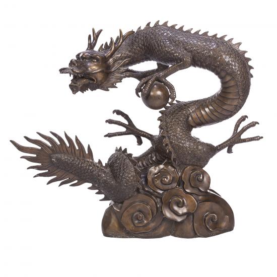 ESCULTURA SERPENTE DRAGAO BRONZE