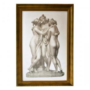 QUADRO 3 GRACES FRENTE MOLDURA OURO L/G