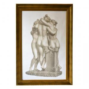 QUADRO 3 GRACES COSTAS MOLDURA OURO L/G