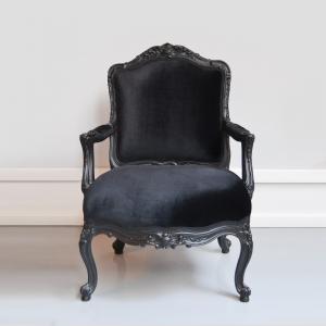 POLTRONA LOUIS XV 1 LUGAR PRETO / VELUDO PRETO